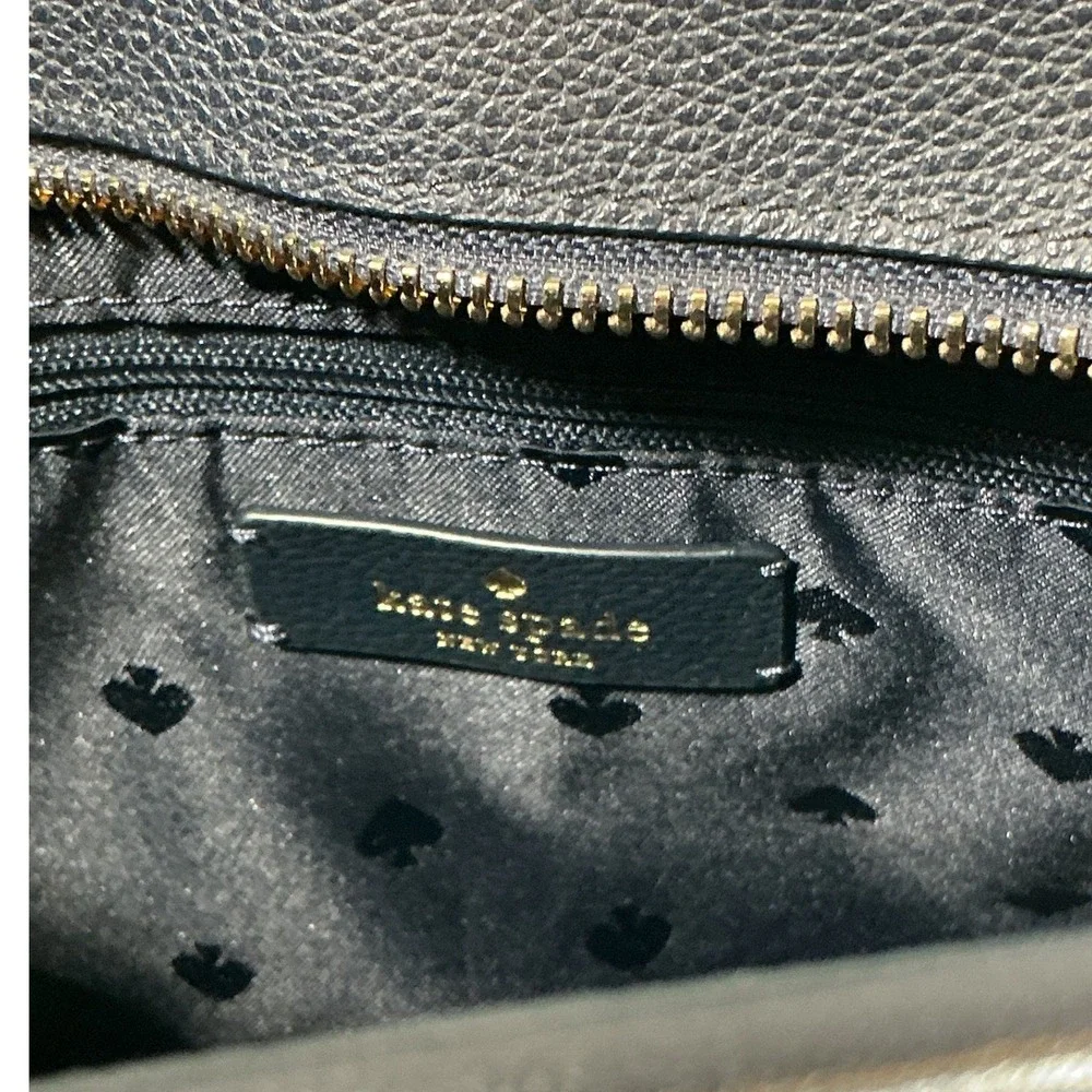 Kate Spade Lucia‎ Lily Blooms Medium Canvas Satchel Navy Leather Trim Handbag